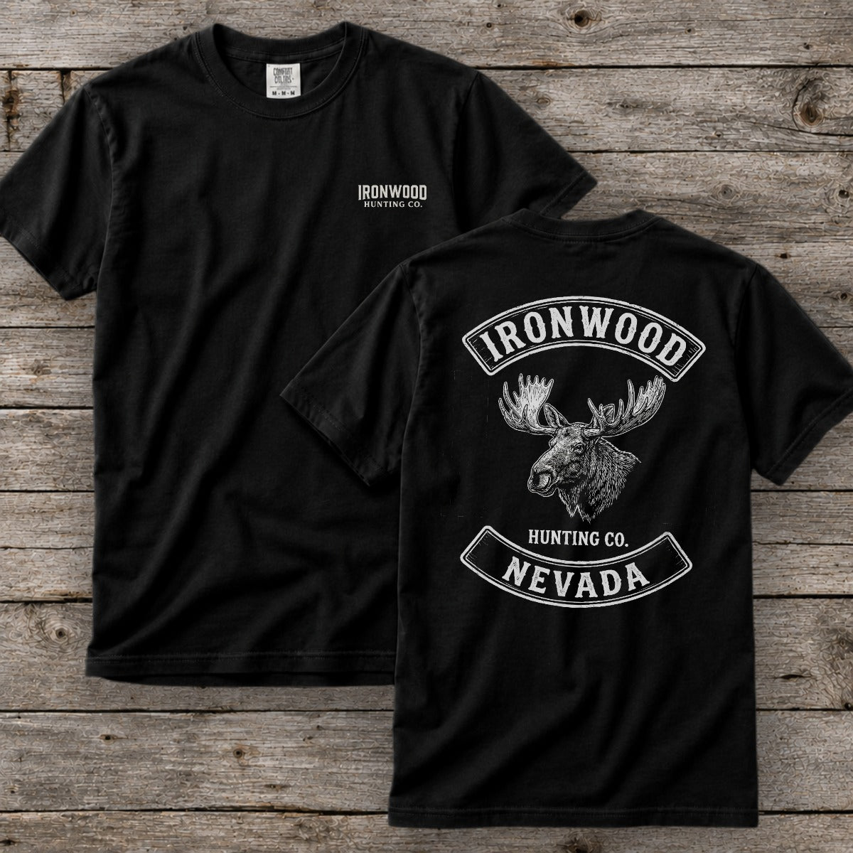 Nevada Moose Hunting T-Shirt | Vintage Rocker Patch Style
