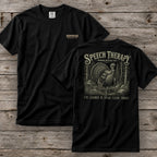 Speech Therapy T-Shirt | Ironwood Hunters Club | Funny Turkey Hunting Tee for Men