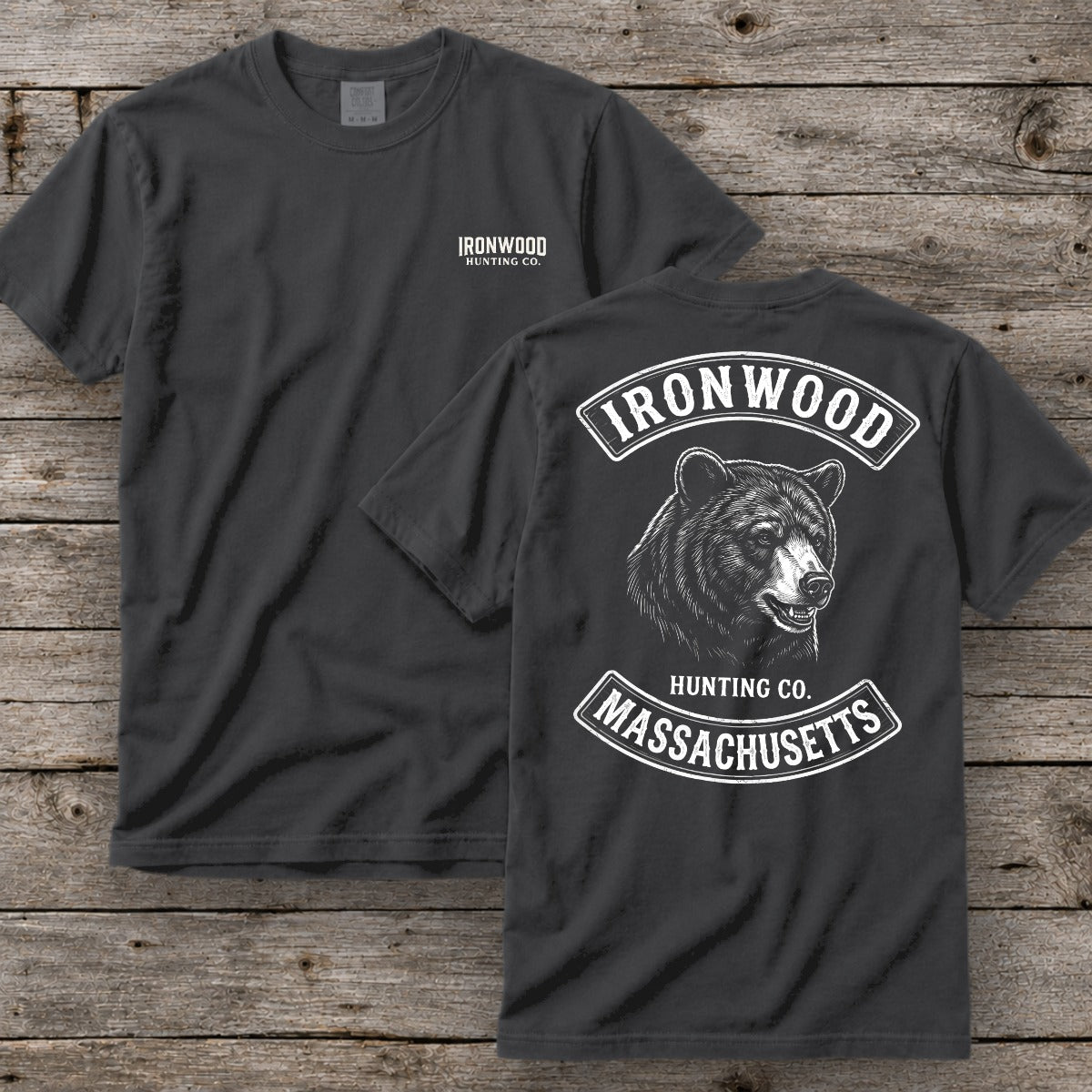 Massachusetts Bear Hunting T-Shirt | Vintage Rocker Patch Style