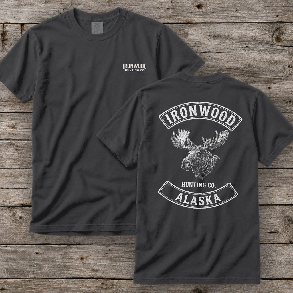 Alaska Moose Hunting T-Shirt | Vintage Rocker Patch Style