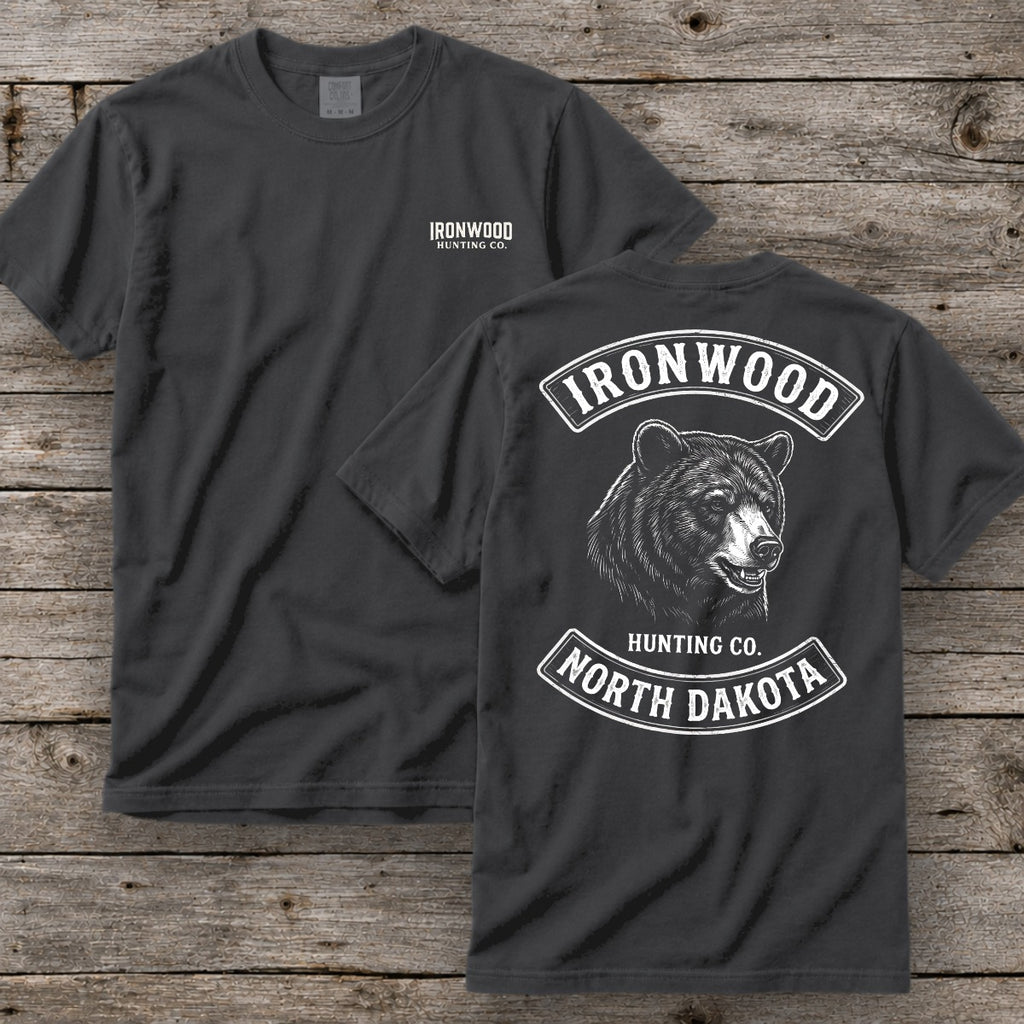 North Dakota Bear Hunting T-Shirt | Vintage Rocker Patch Style