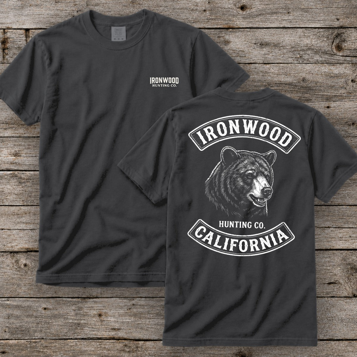 California Bear Hunting T-Shirt | Vintage Rocker Patch Style