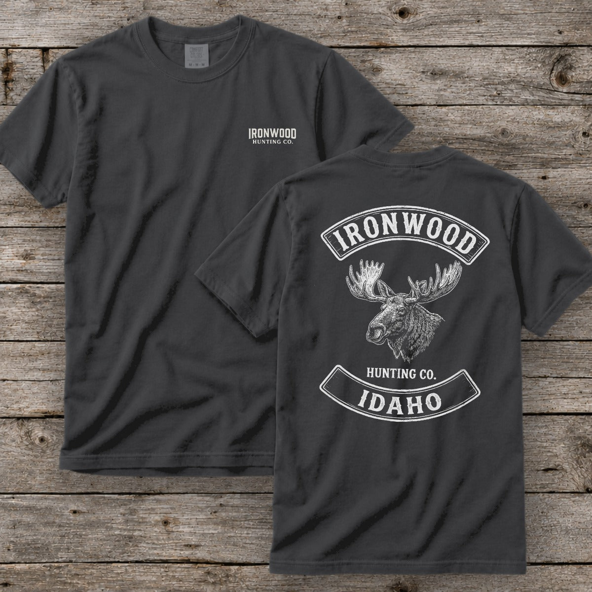 Idaho Moose Hunting T-Shirt | Vintage Rocker Patch Style
