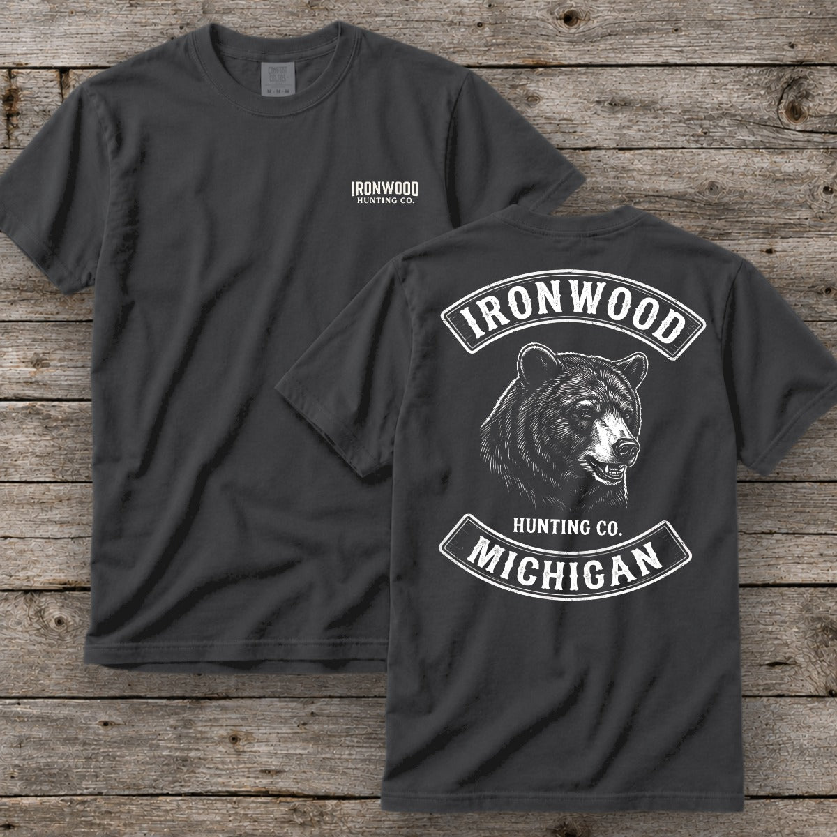 Michigan Bear Hunting T-Shirt | Vintage Rocker Patch Style