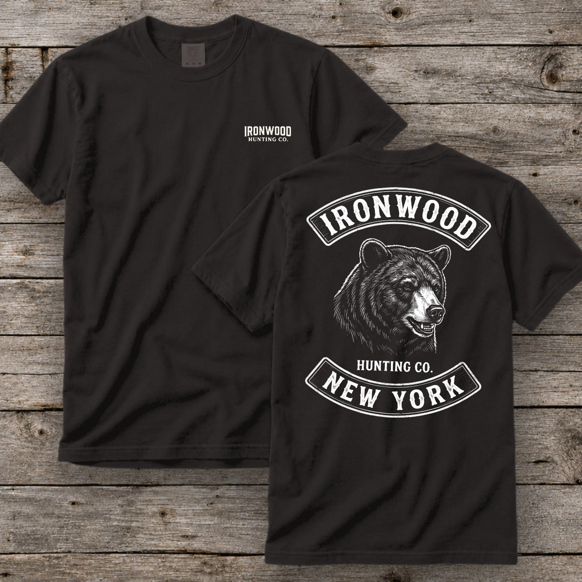 New York Bear Hunting T-Shirt | Vintage Rocker Patch Style