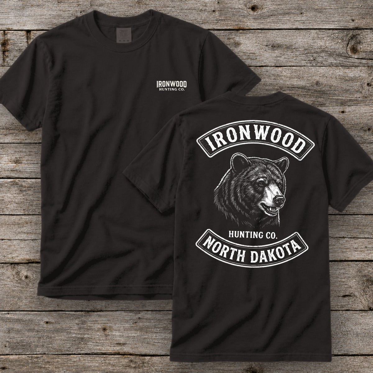 North Dakota Bear Hunting T-Shirt | Vintage Rocker Patch Style