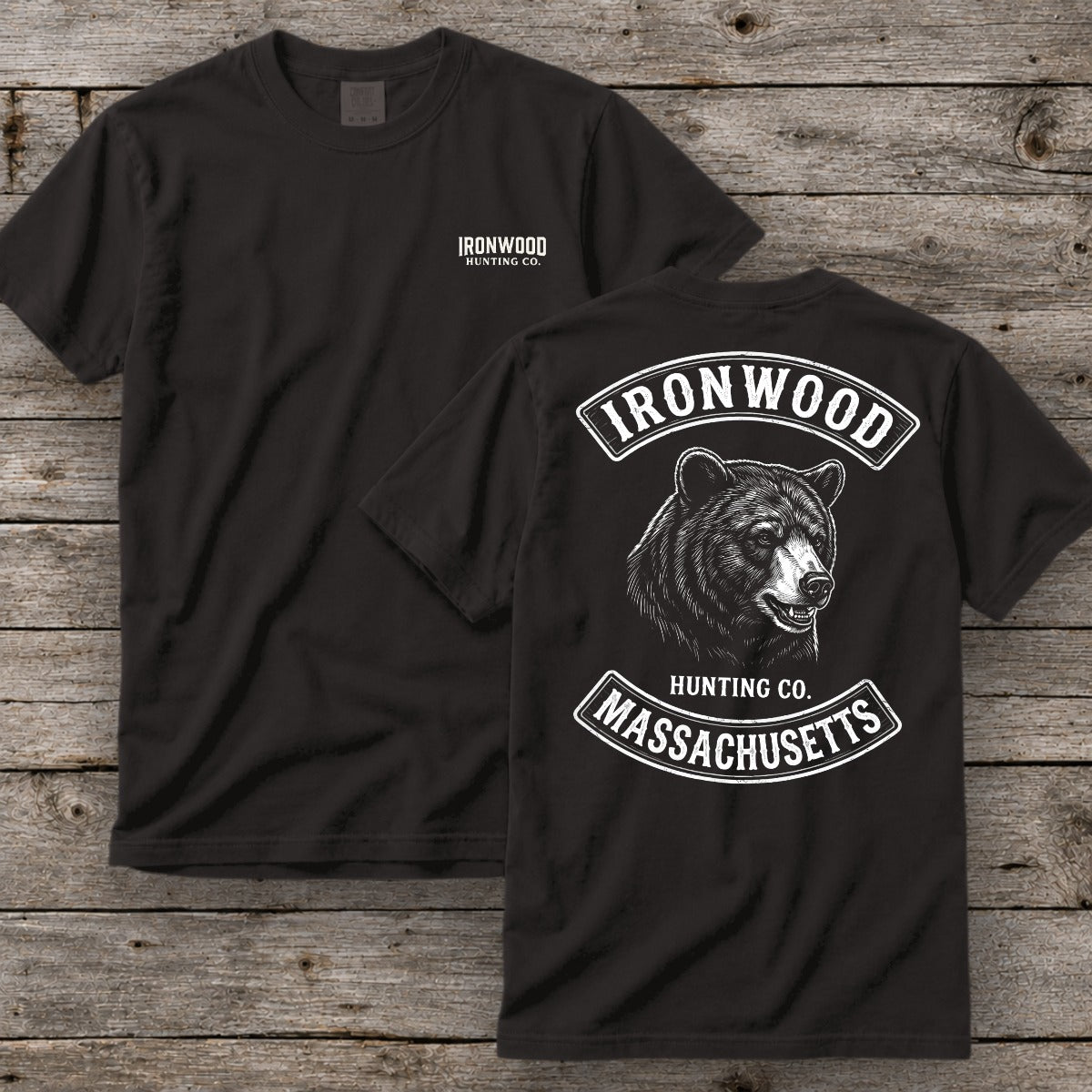 Massachusetts Bear Hunting T-Shirt | Vintage Rocker Patch Style