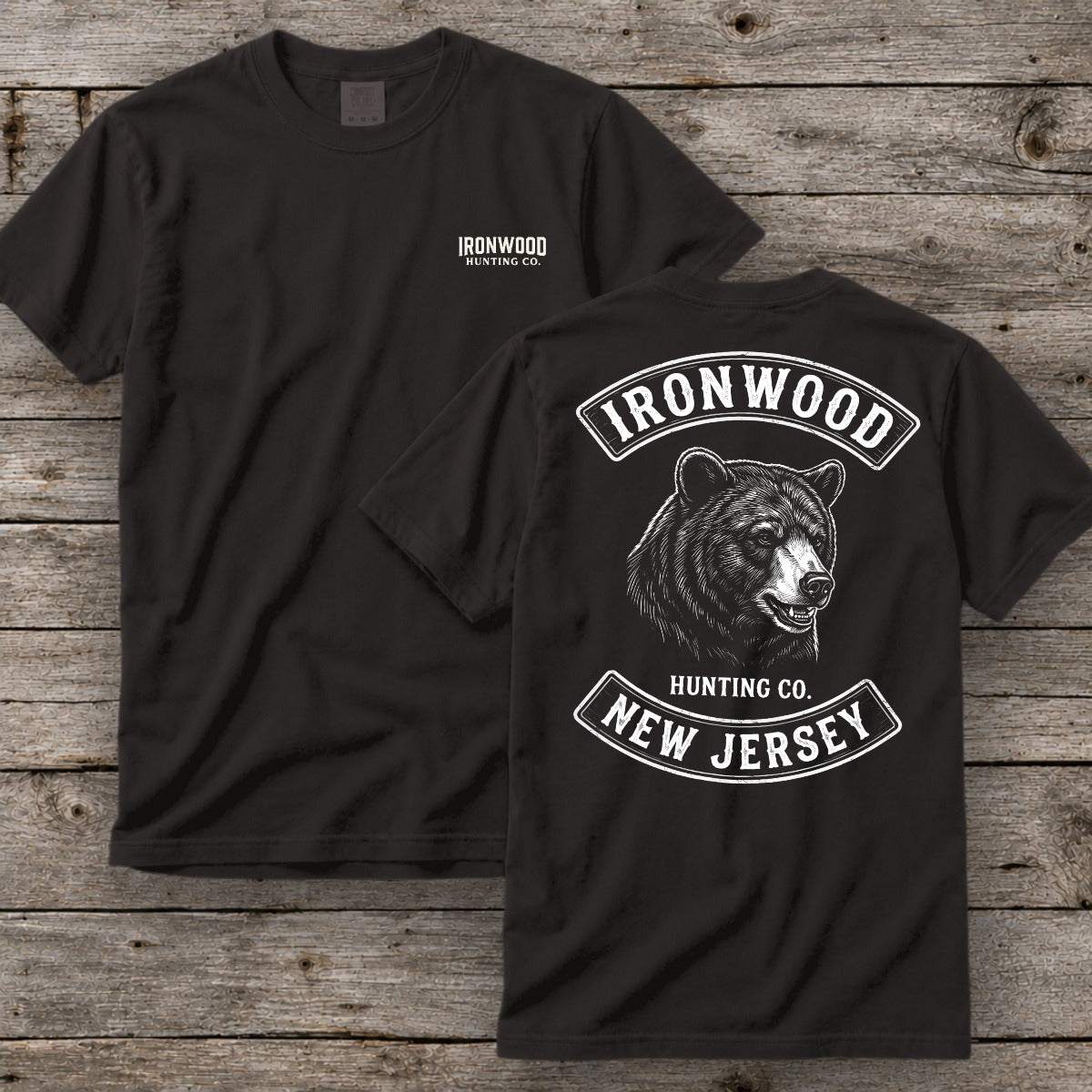 New Jersey Bear Hunting T-Shirt | Vintage Rocker Patch Style