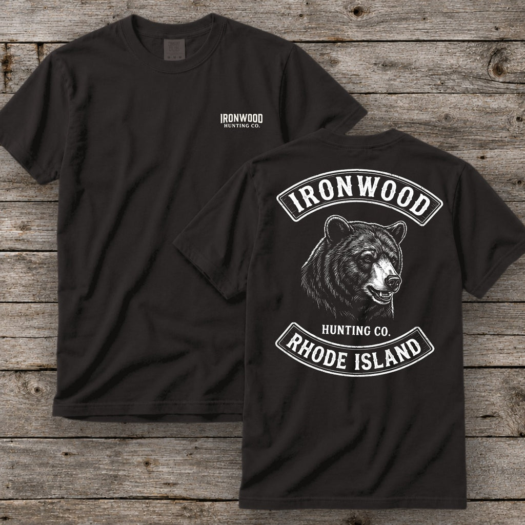 Rhode Island Bear Hunting T-Shirt | Vintage Rocker Patch Style