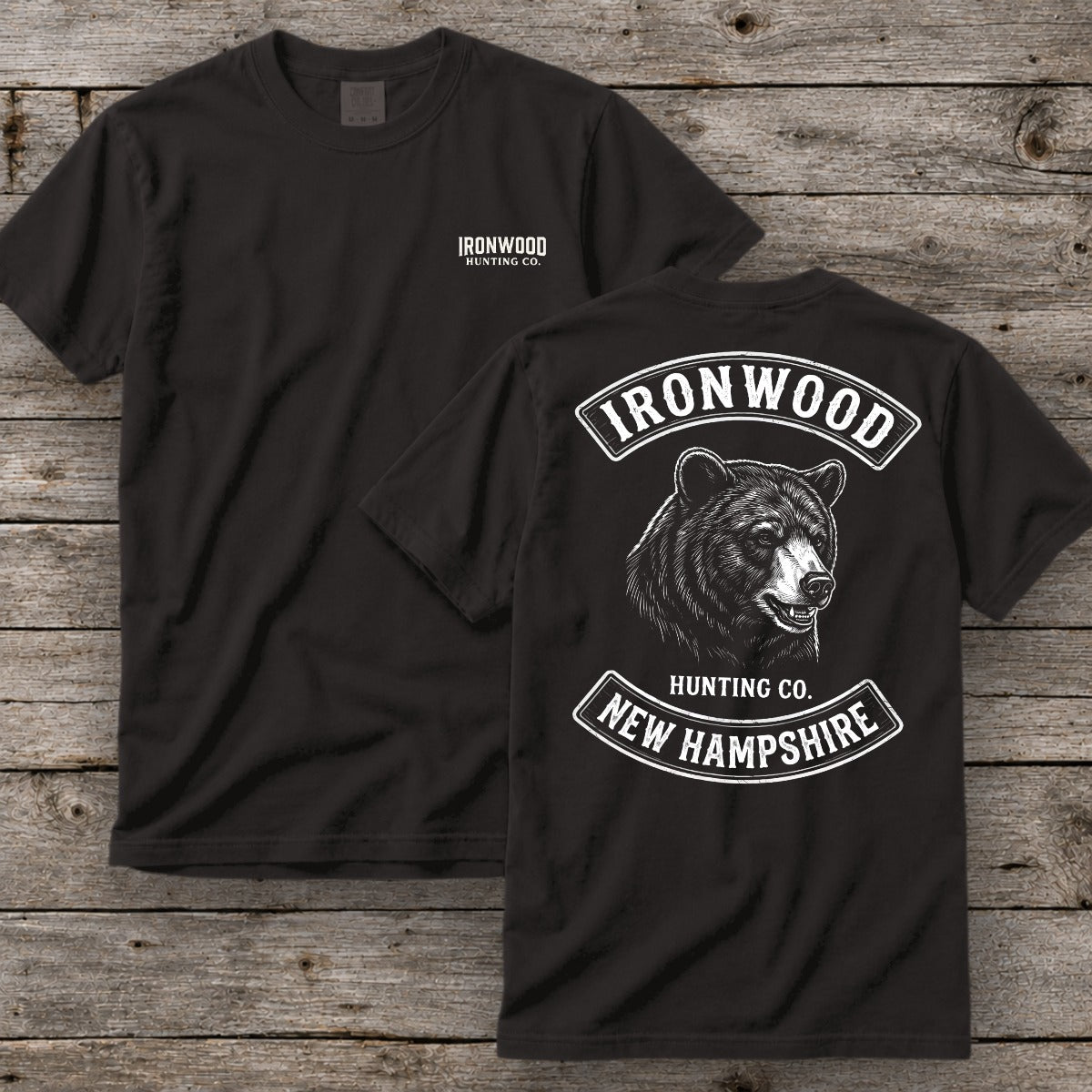 New Hampshire Bear Hunting T-Shirt | Vintage Rocker Patch Style