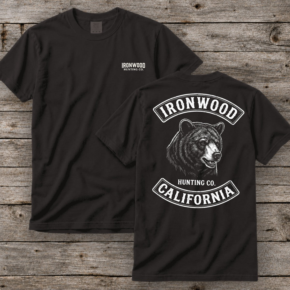 California Bear Hunting T-Shirt | Vintage Rocker Patch Style
