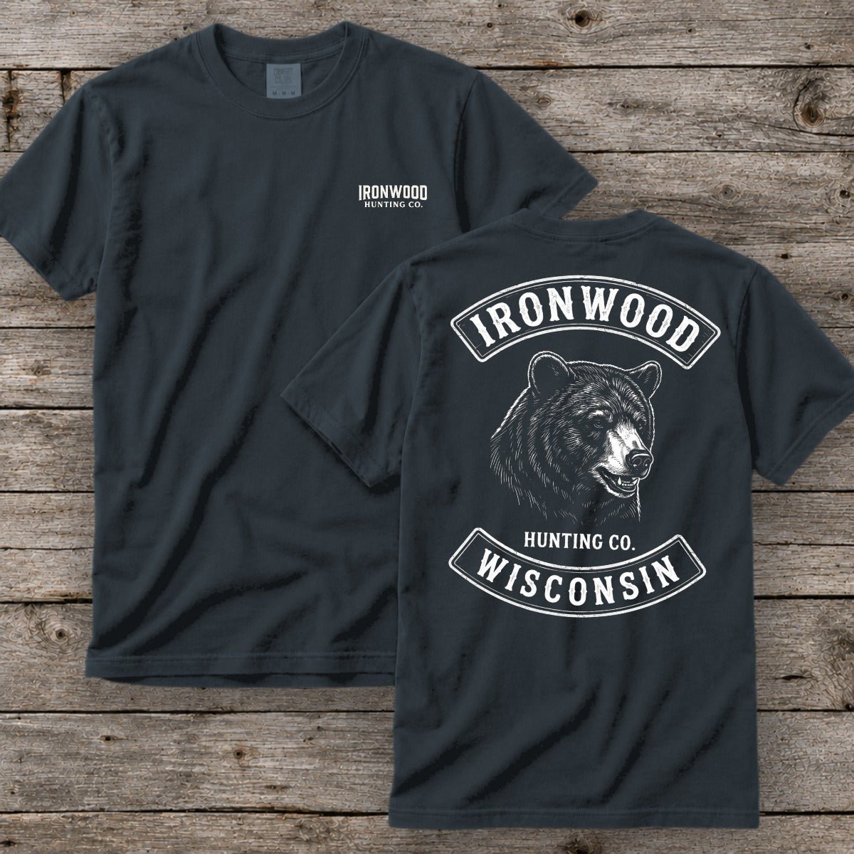 Wisconsin Bear Hunting T-Shirt | Vintage Rocker Patch Style