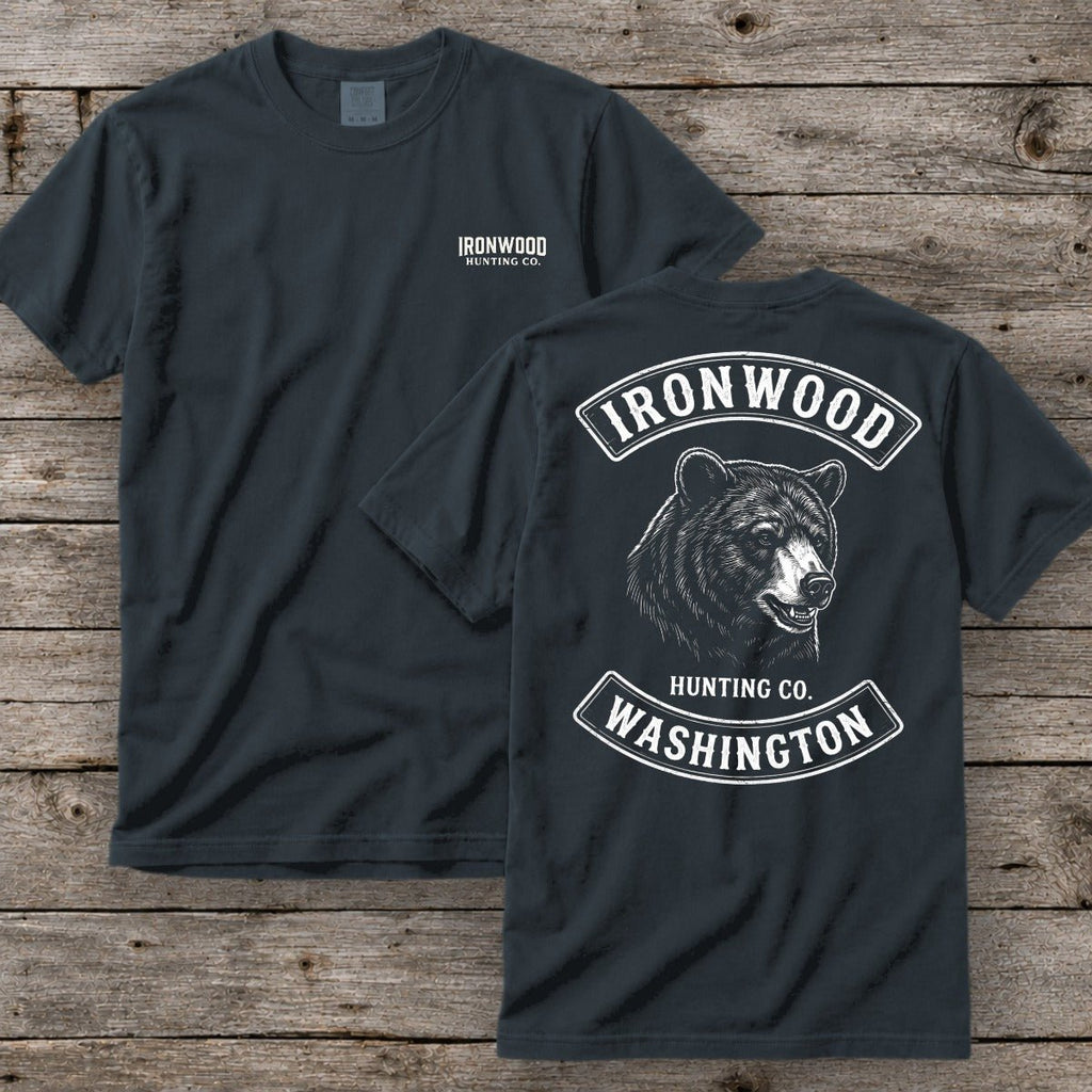 Washington Bear Hunting T-Shirt | Vintage Rocker Patch Style