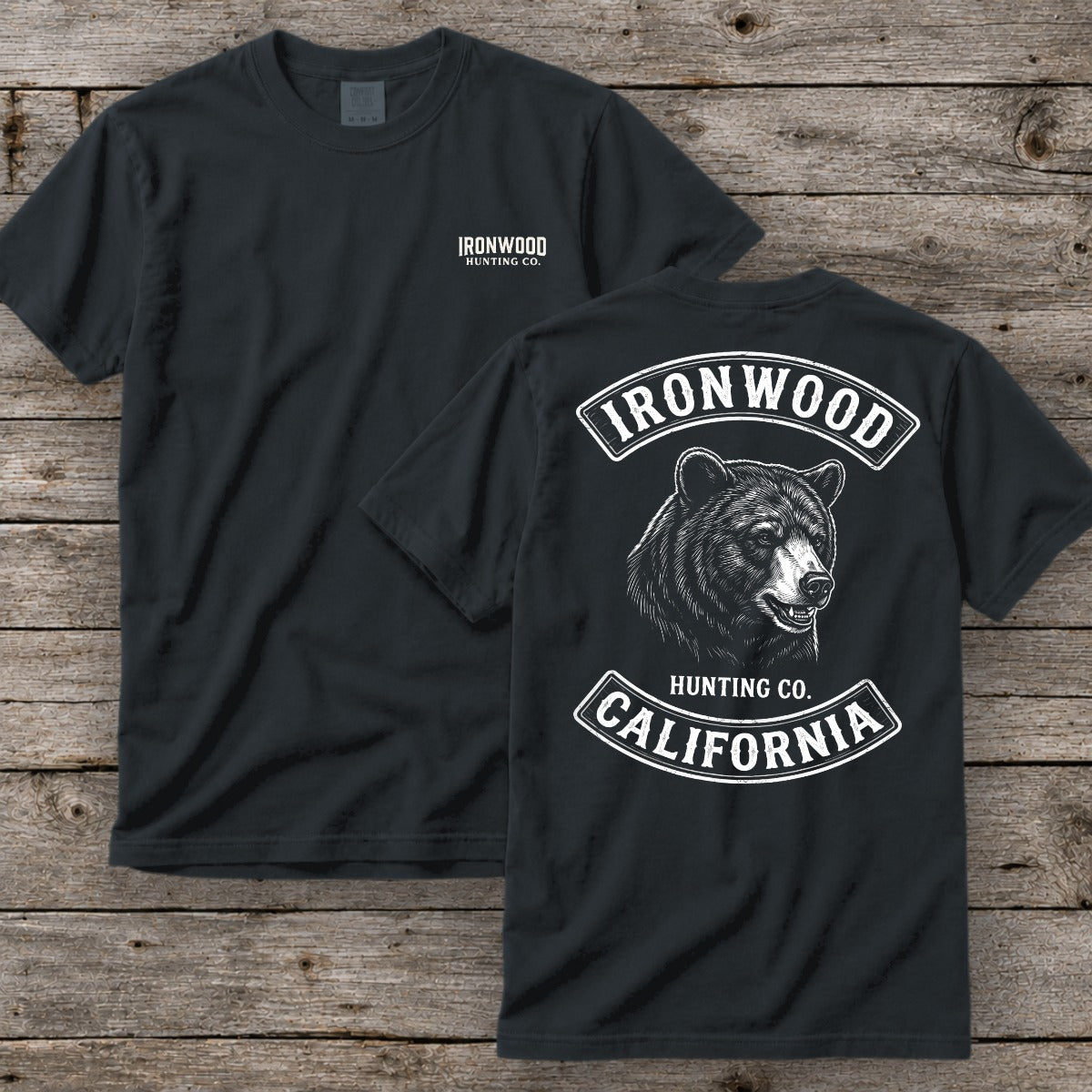 California Bear Hunting T-Shirt | Vintage Rocker Patch Style