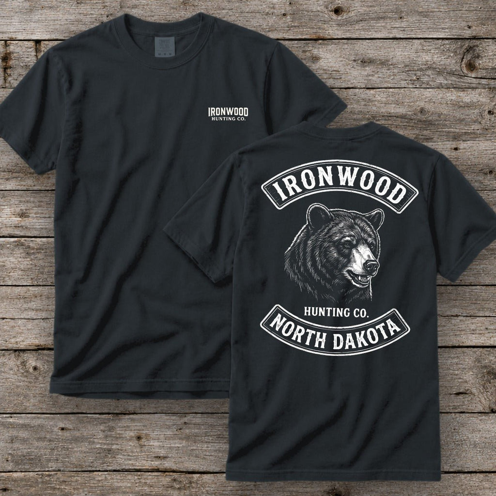 North Dakota Bear Hunting T-Shirt | Vintage Rocker Patch Style