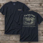 I'm Into Yoga T-Shirt | Ironwood Hunters Club | Funny Bowhunting Moose Tee for Men