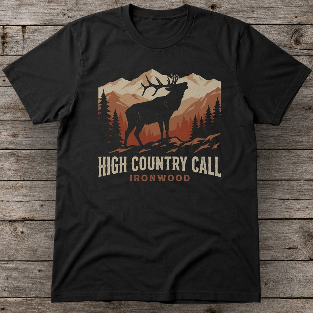 High Country Call T-Shirt | Bugling Bull Elk Mountain Hunting Tee for Men