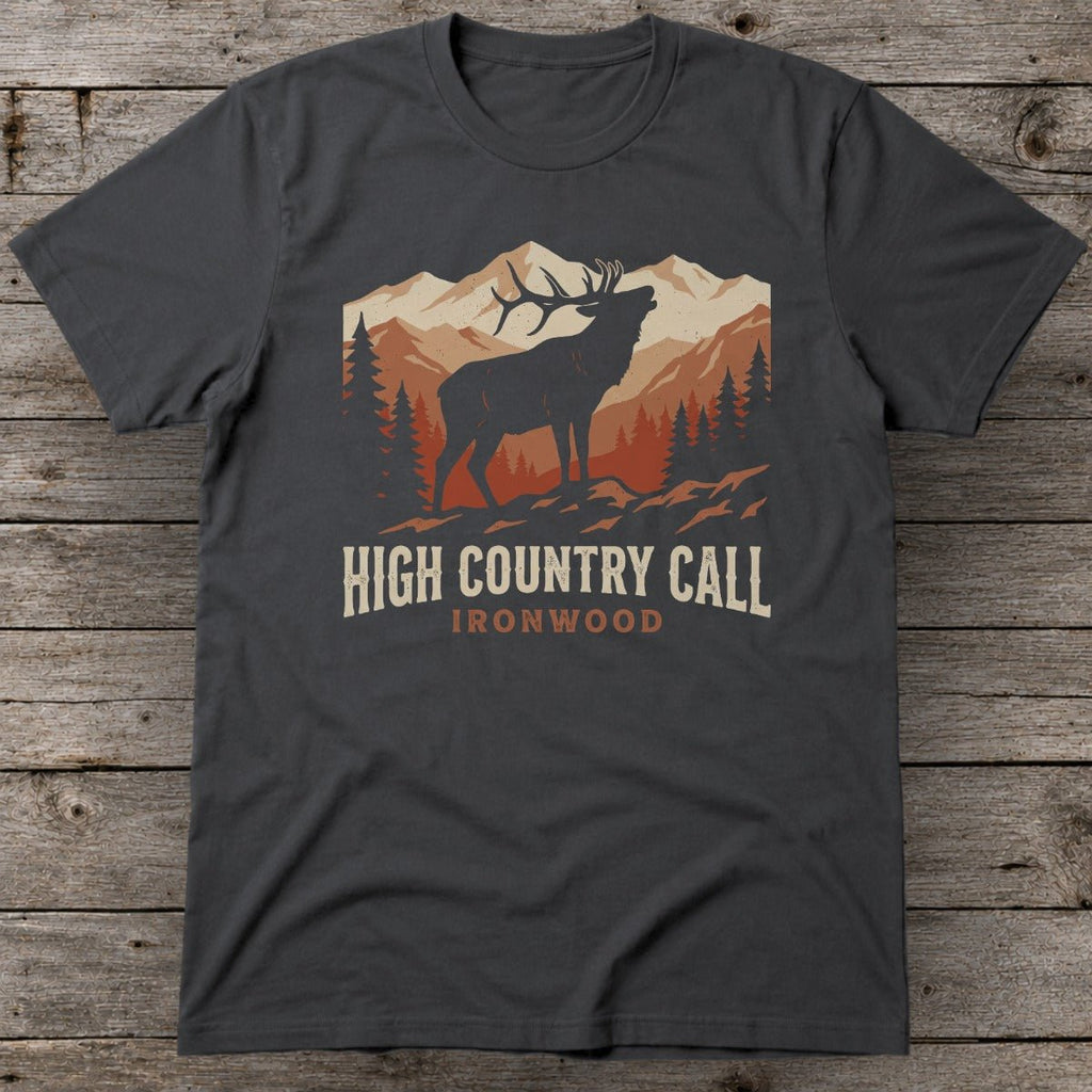 High Country Call T-Shirt | Bugling Bull Elk Mountain Hunting Tee for Men