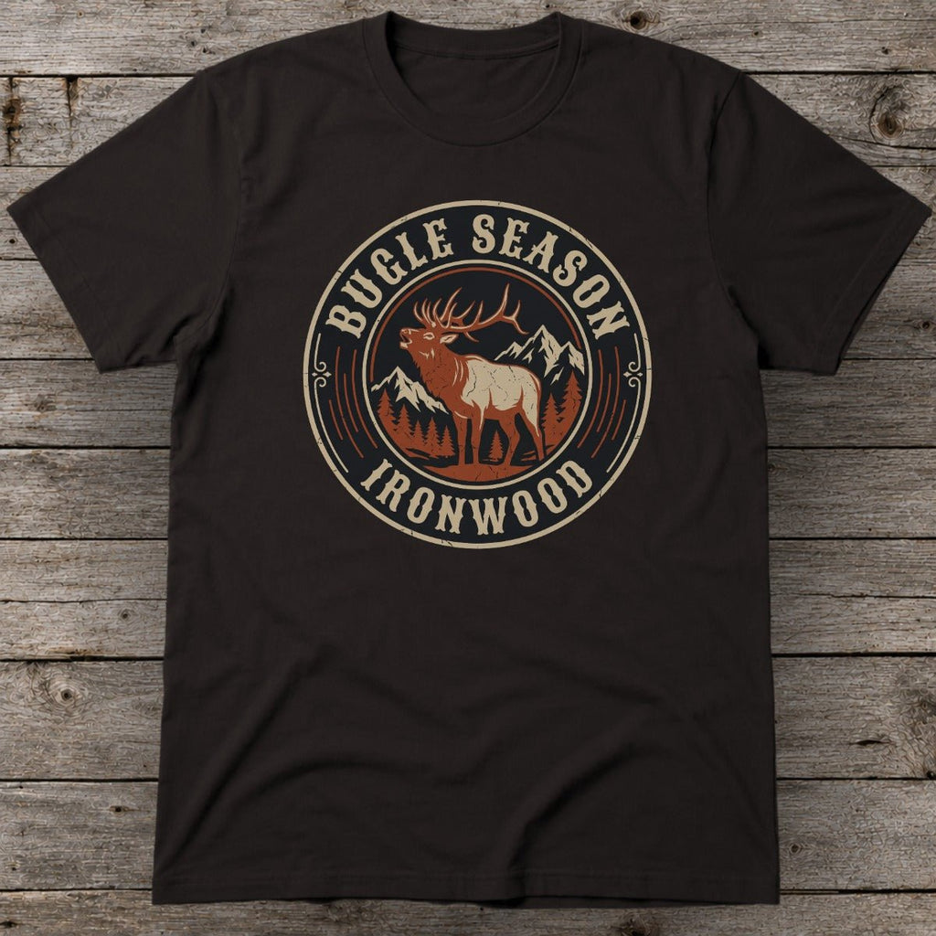 Bugle Season T-Shirt | Vintage Bull Elk Hunting Graphic Tee for Men