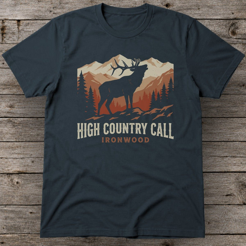 High Country Call T-Shirt | Bugling Bull Elk Mountain Hunting Tee for Men