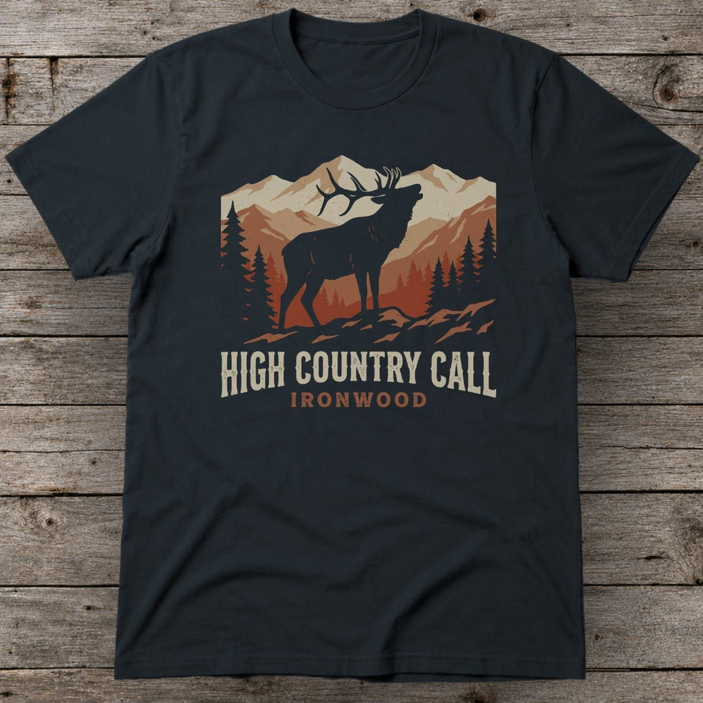High Country Call T-Shirt | Bugling Bull Elk Mountain Hunting Tee for Men