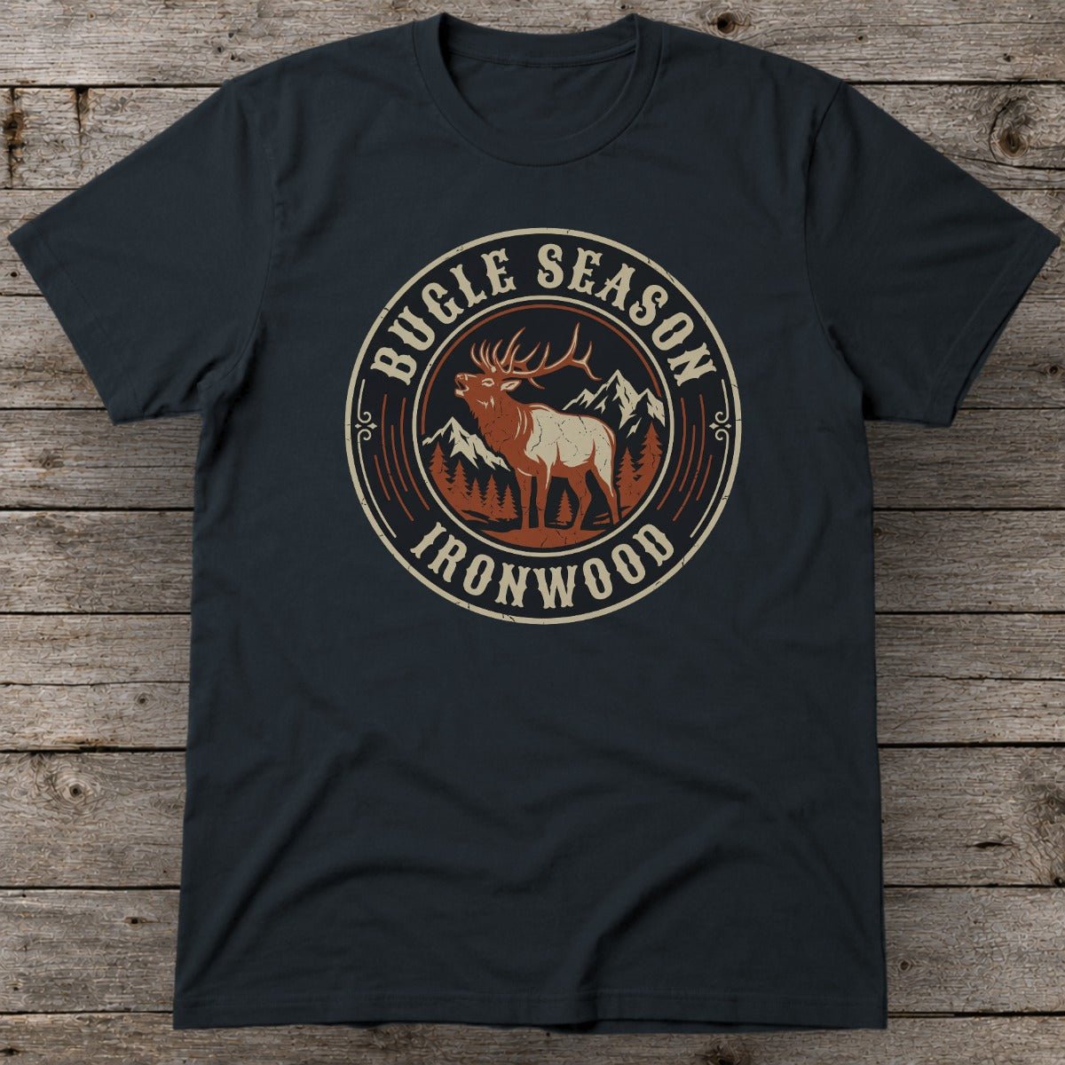 Bugle Season T-Shirt | Vintage Bull Elk Hunting Graphic Tee for Men