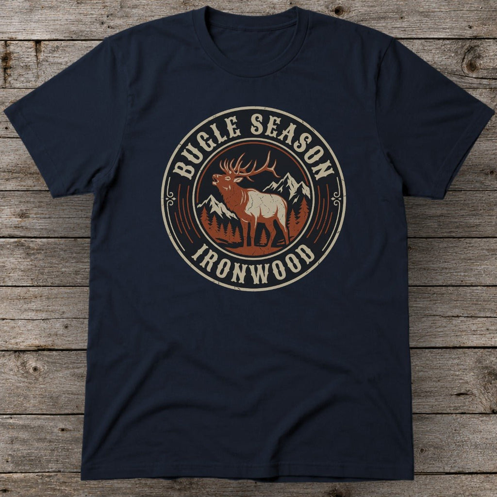 Bugle Season T-Shirt | Vintage Bull Elk Hunting Graphic Tee for Men