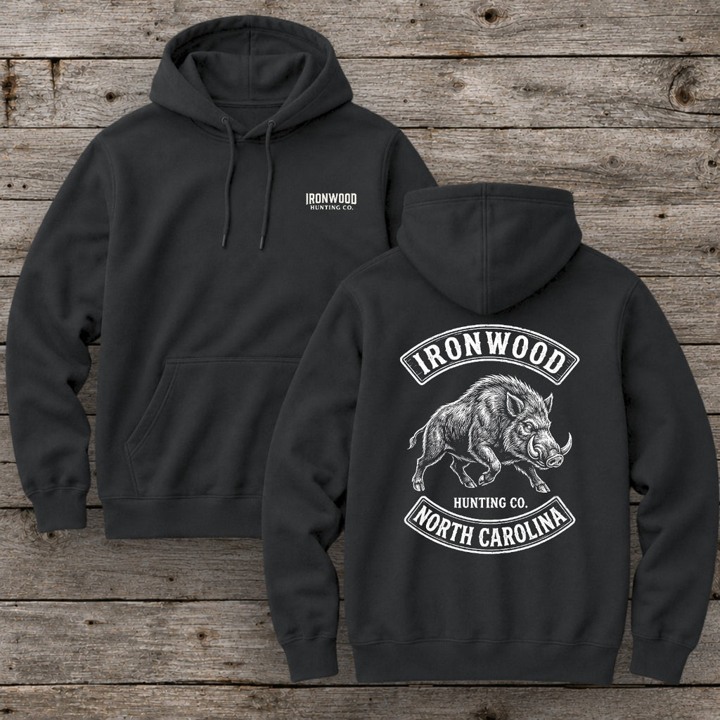North Carolina Wild Boar Hunter Hoodie  | Vintage Rocker Patch Style