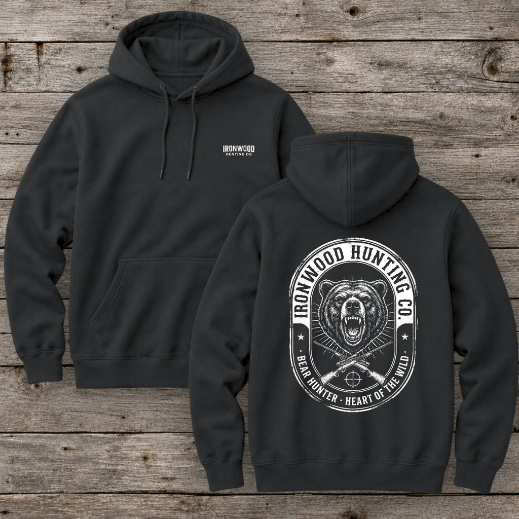 Vintage Oval Badge Bear Hunting Hoodie