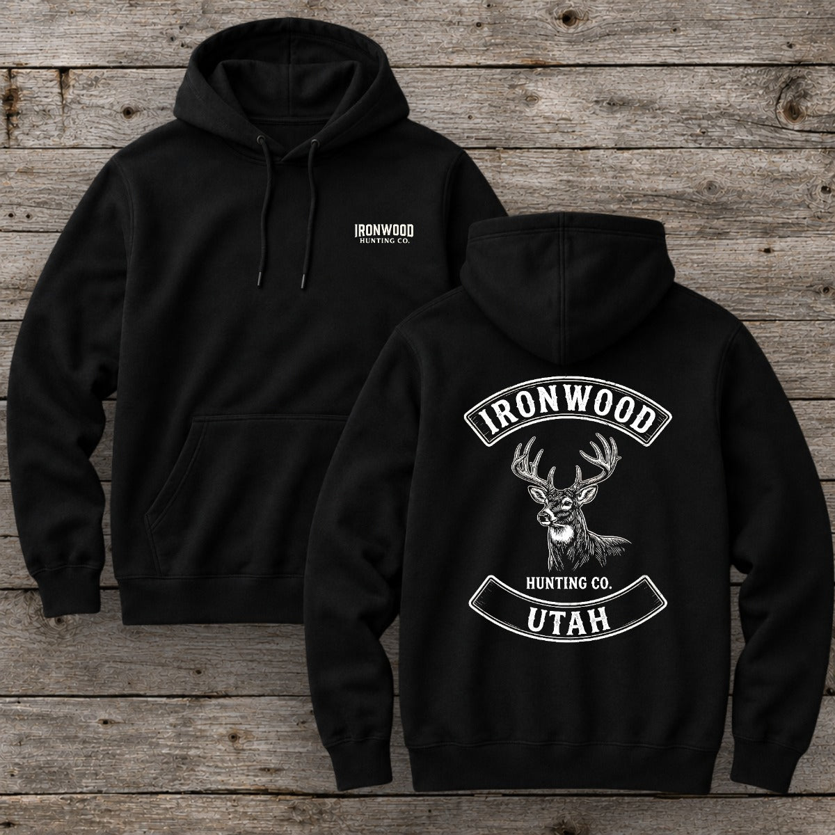 Utah Deer Hunting Hoodie | Vintage Rocker Patch Style