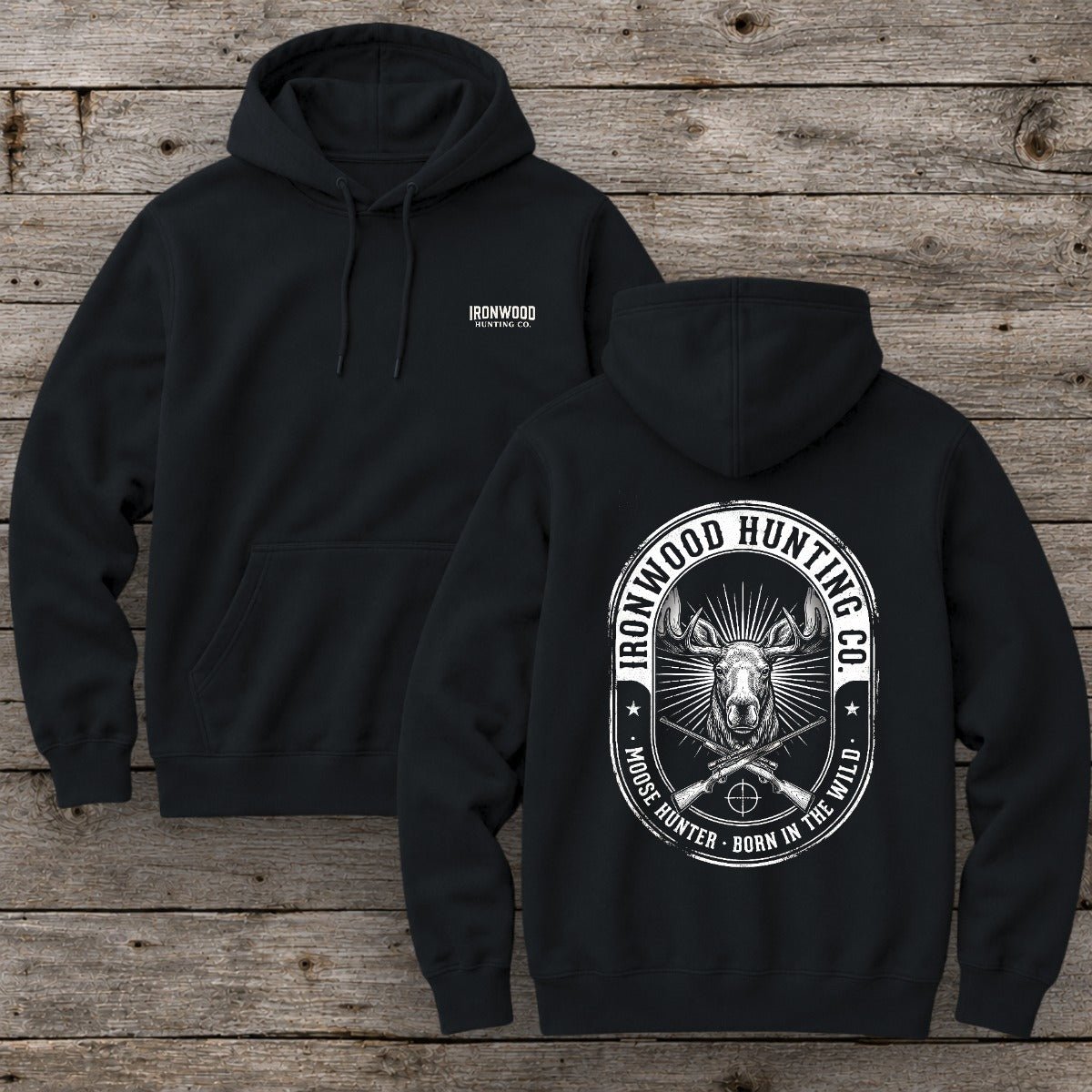 Vintage Oval Badge Moose Hunting Hoodie