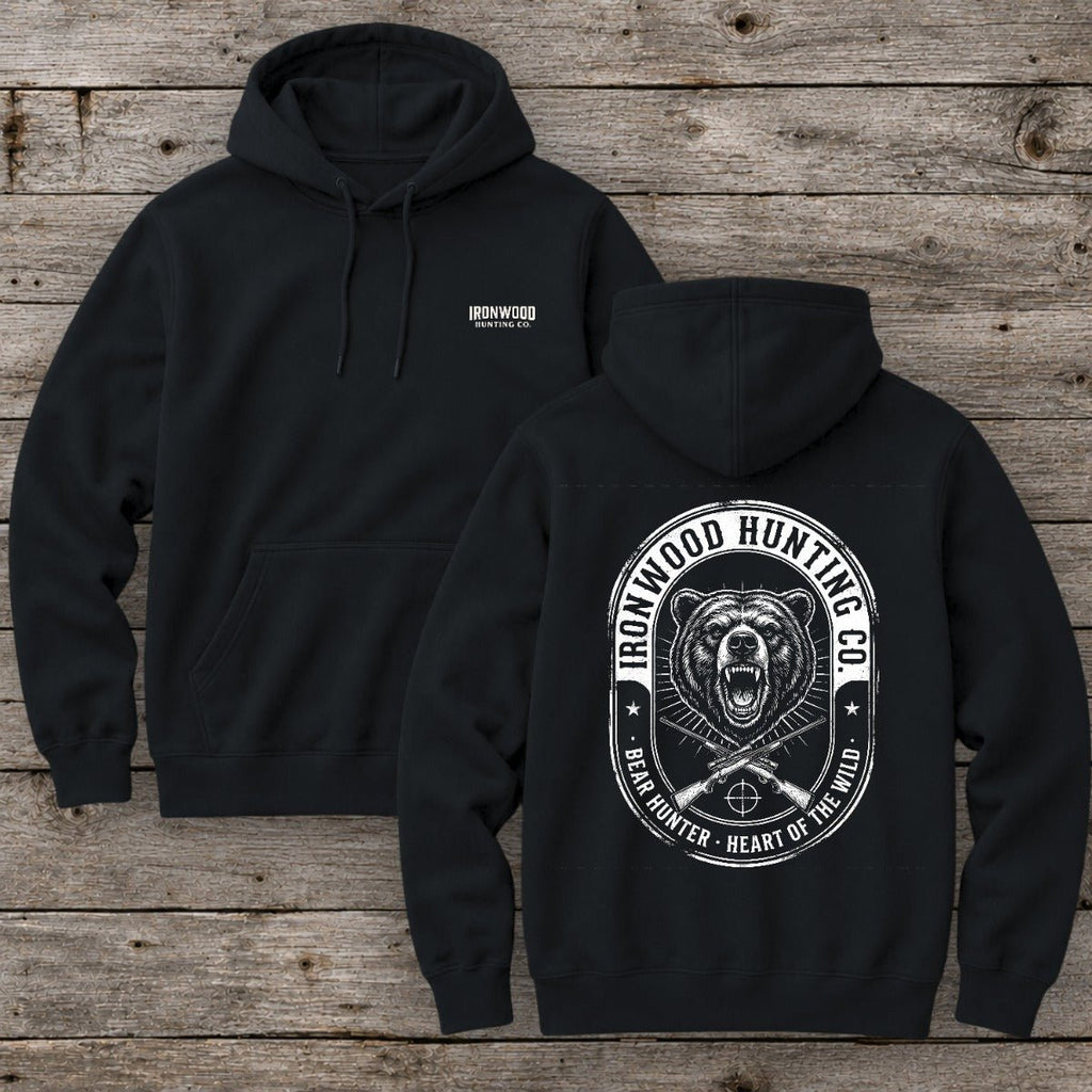 Vintage Oval Badge Bear Hunting Hoodie