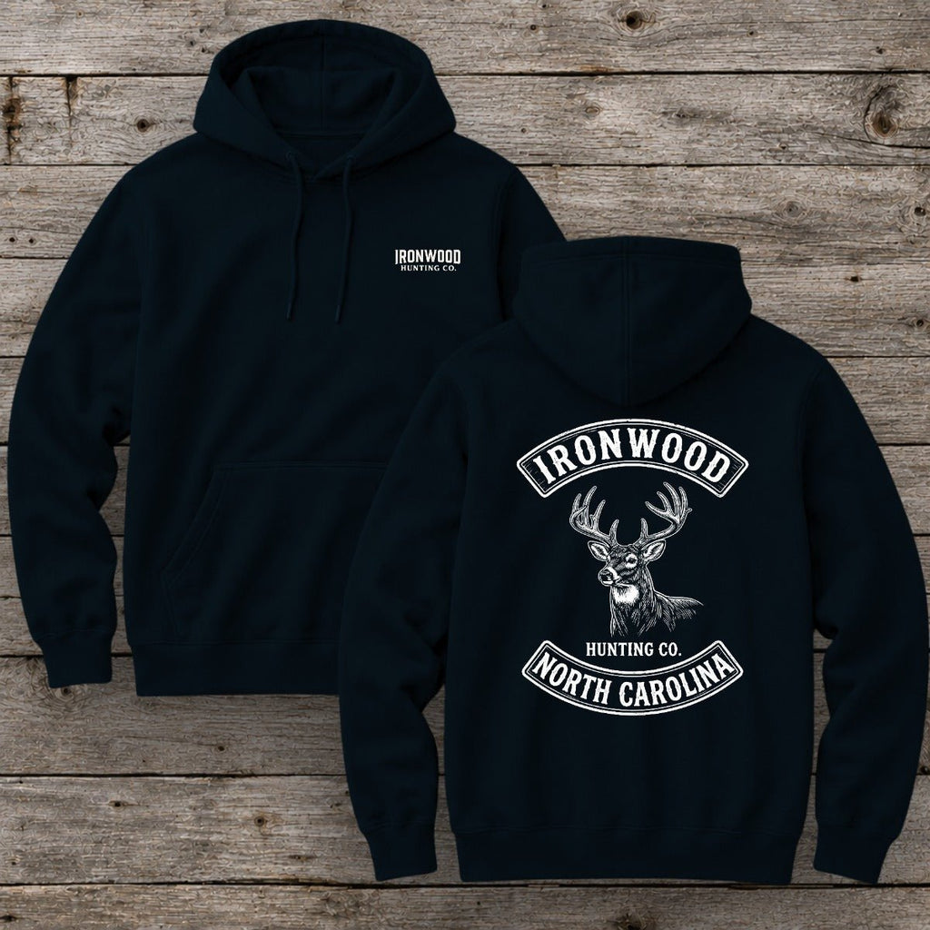 North Carolina Deer Hunting Hoodie | Vintage Rocker Patch Style