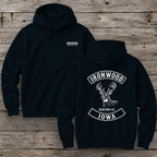 Iowa Deer Hunting Hoodie | Vintage Rocker Patch Style