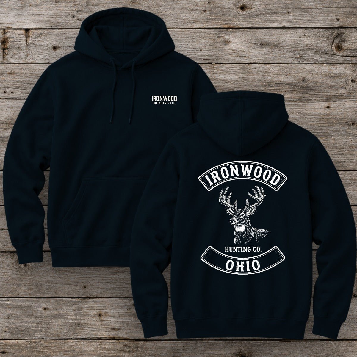 Ohio Deer Hunting Hoodie | Vintage Rocker Patch Style