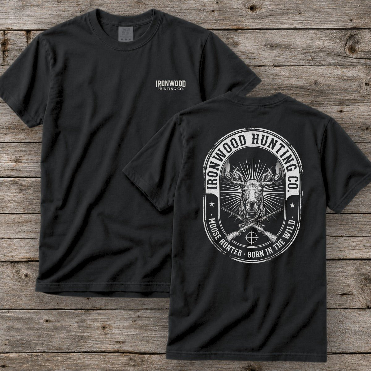 Vintage Oval Badge Moose Hunting T-Shirt