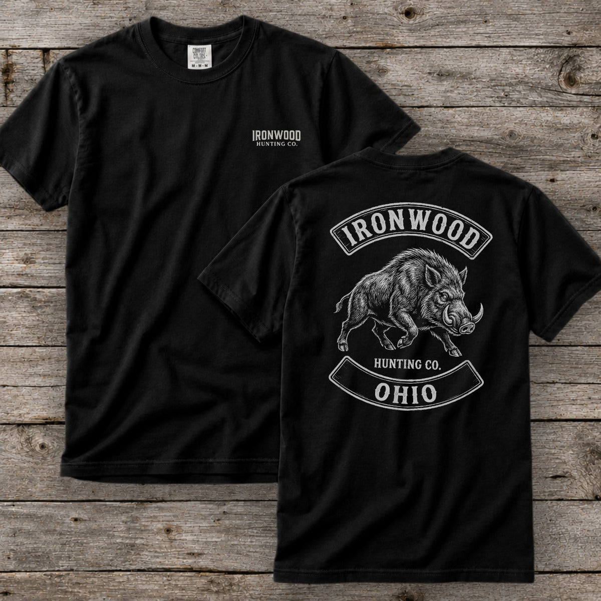 Ohio Wild Boar Hunting T-Shirt  | Vintage Rocker Patch Style