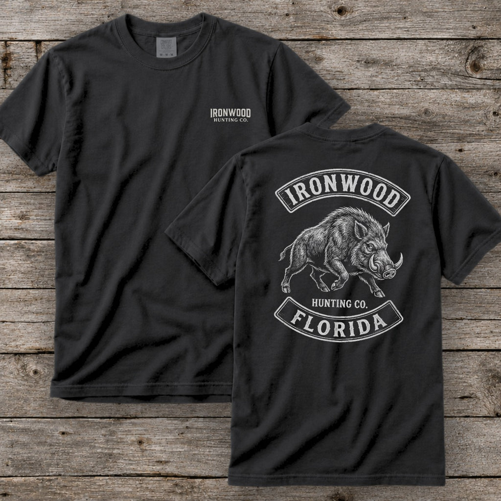 Florida Wild Boar Hunting T-Shirt  | Vintage Rocker Patch Style