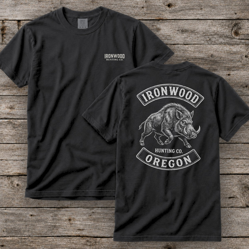 Oregon Wild Boar Hunting T-Shirt  | Vintage Rocker Patch Style