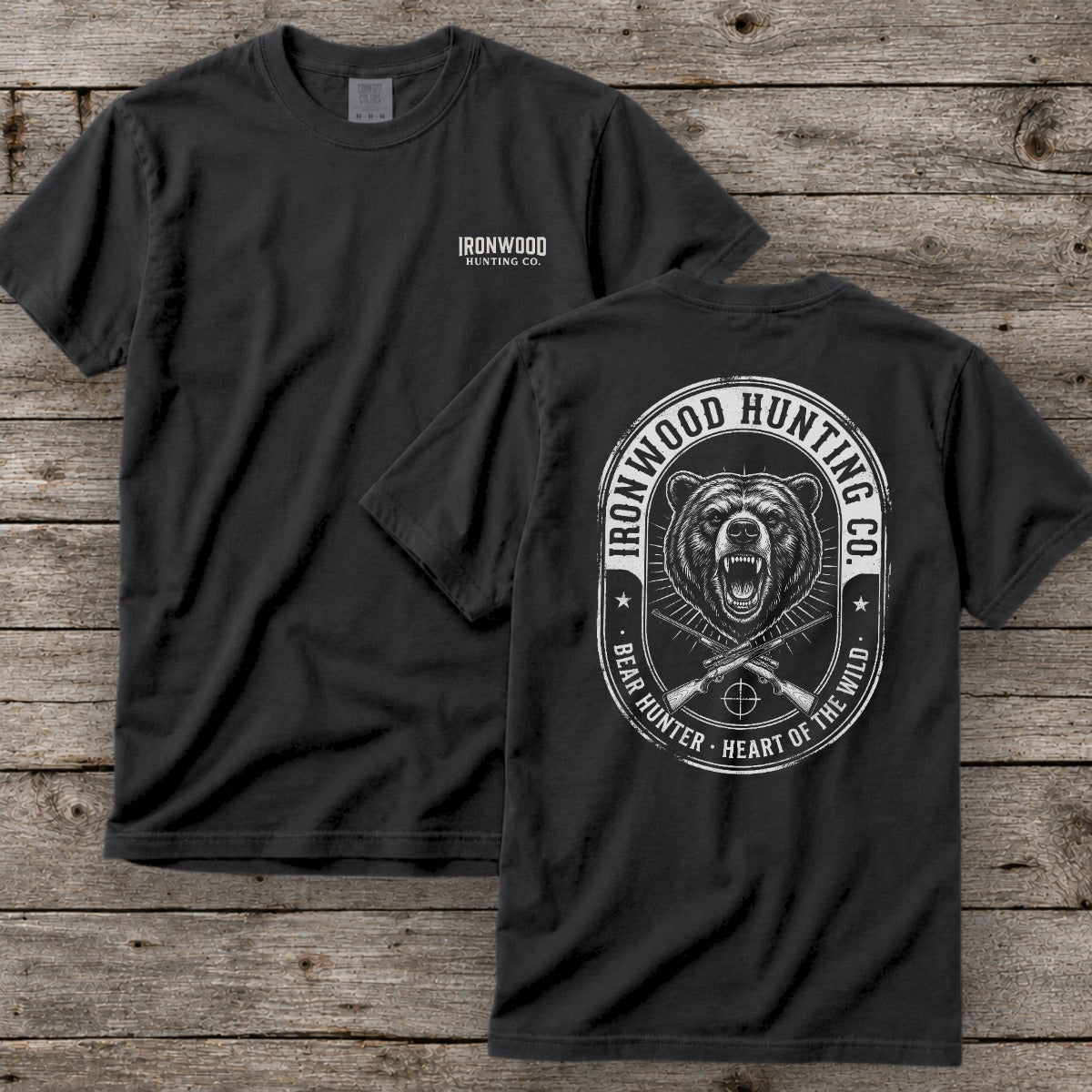Vintage Oval Badge Bear Hunting T-Shirt