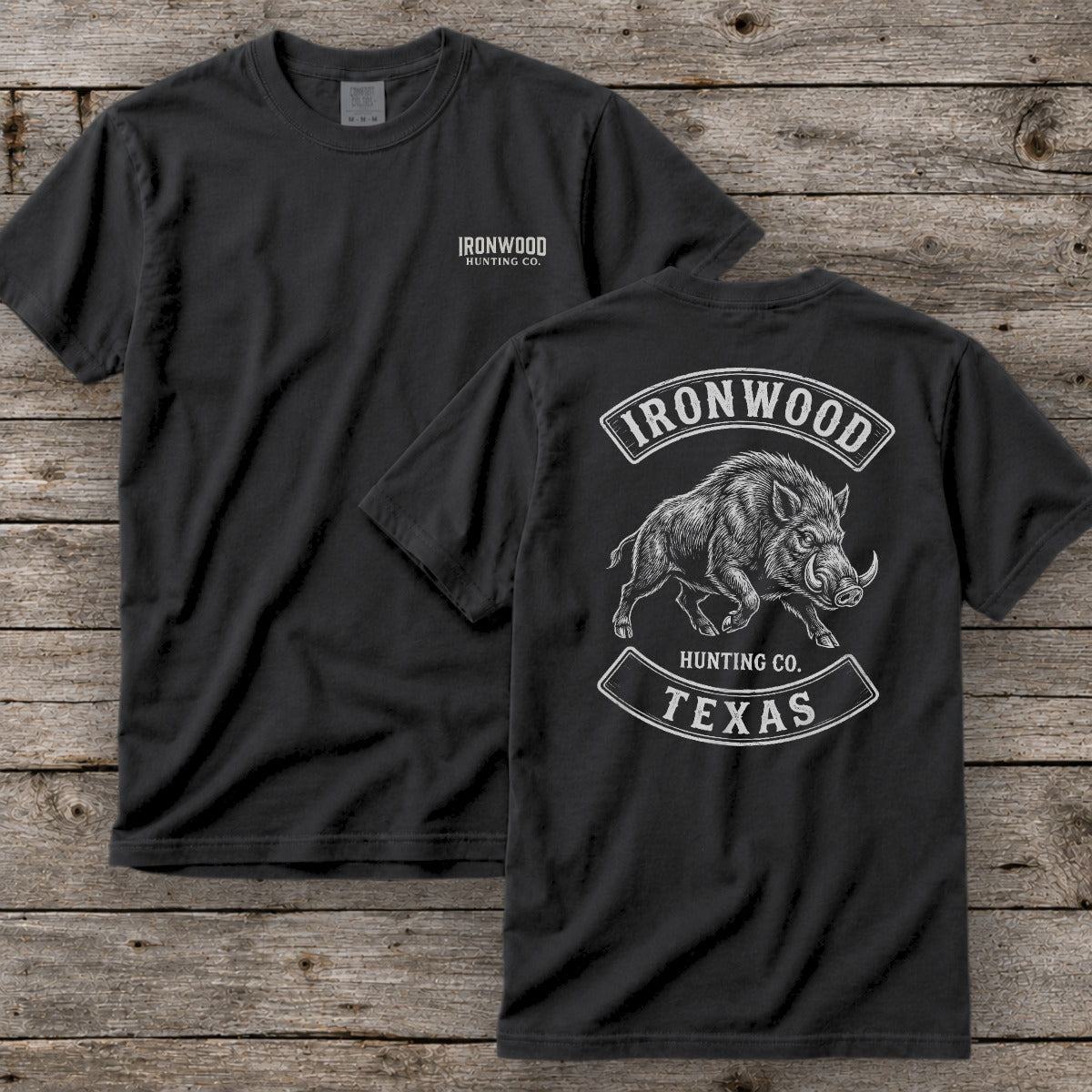 Texas Wild Boar Hunting T-Shirt  | Vintage Rocker Patch Style