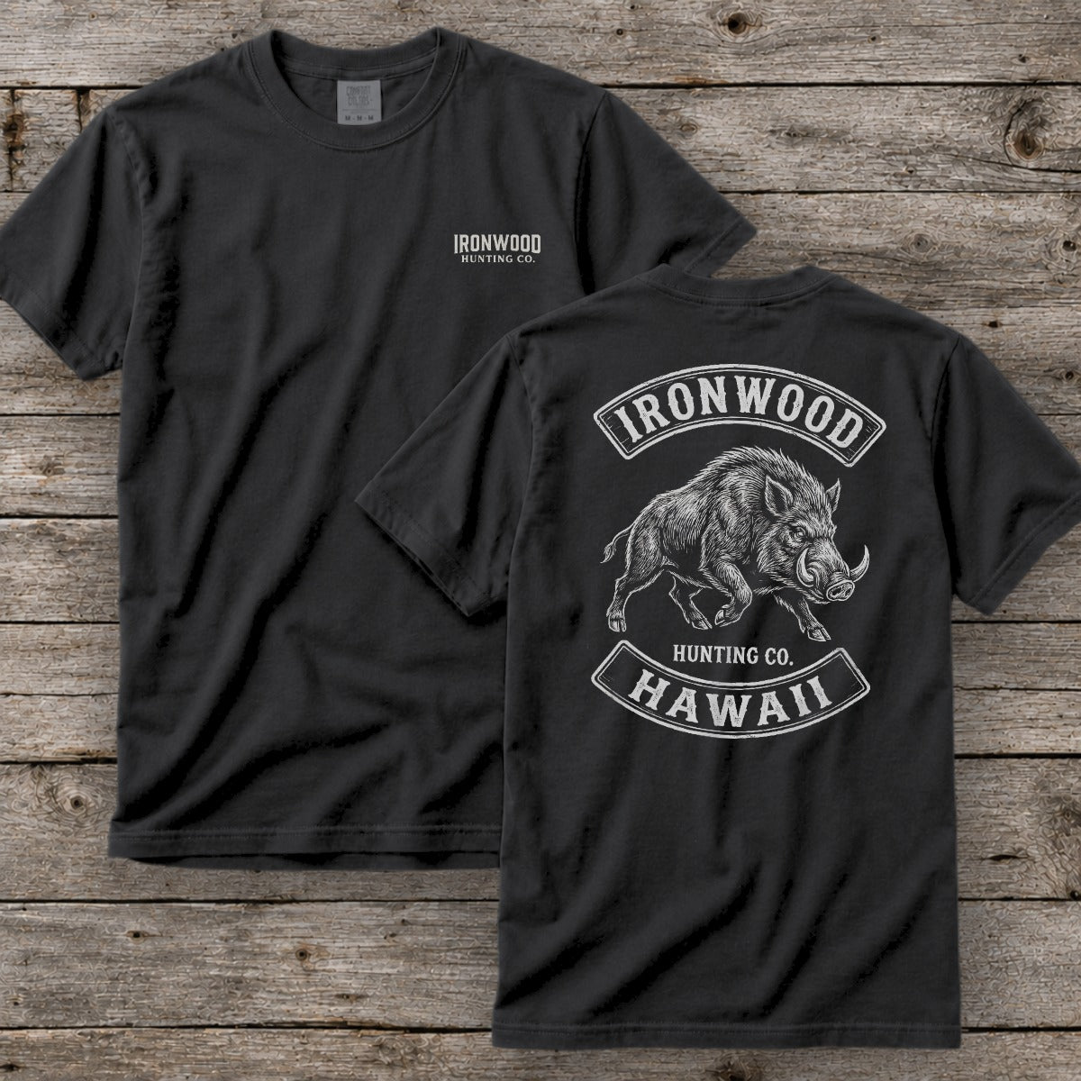Hawaii Wild Boar Hunting T-Shirt  | Vintage Rocker Patch Style