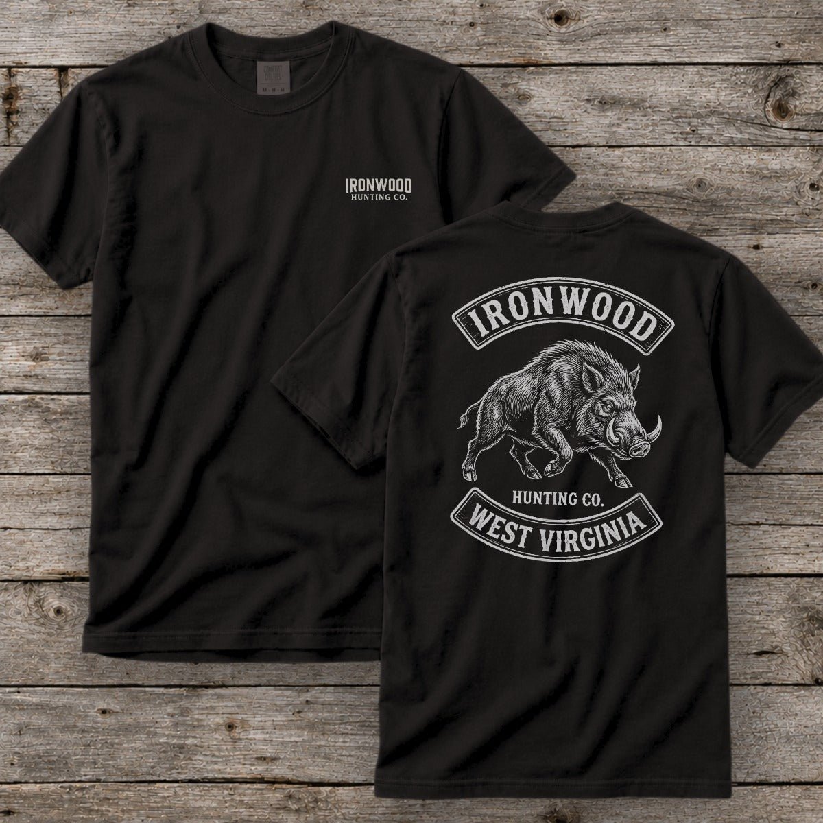 West Virginia Wild Boar Hunting T-Shirt  | Vintage Rocker Patch Style