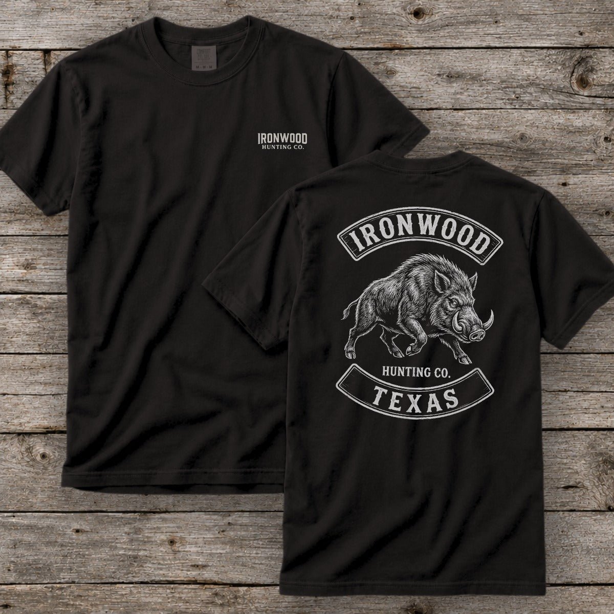 Texas Wild Boar Hunting T-Shirt  | Vintage Rocker Patch Style