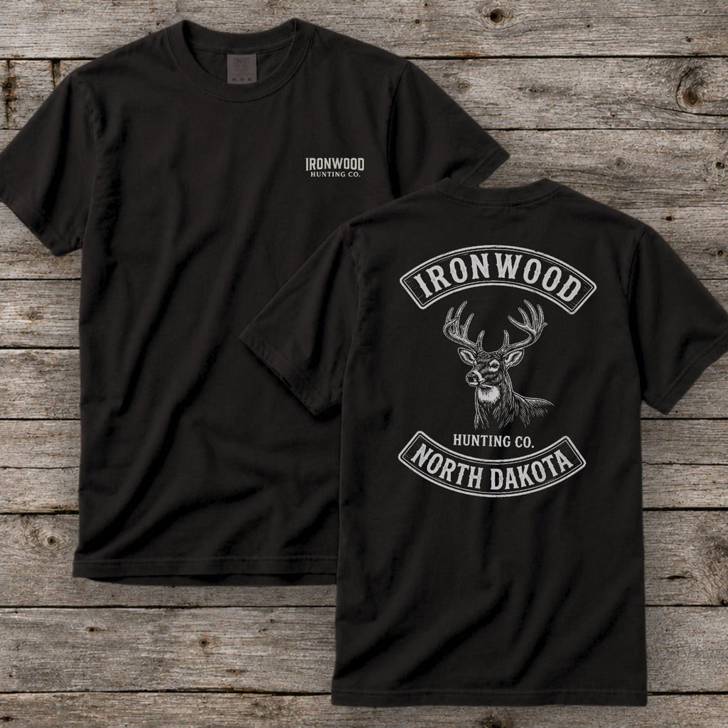 North Dakota Deer Hunting T-Shirt | Vintage Rocker Patch Style