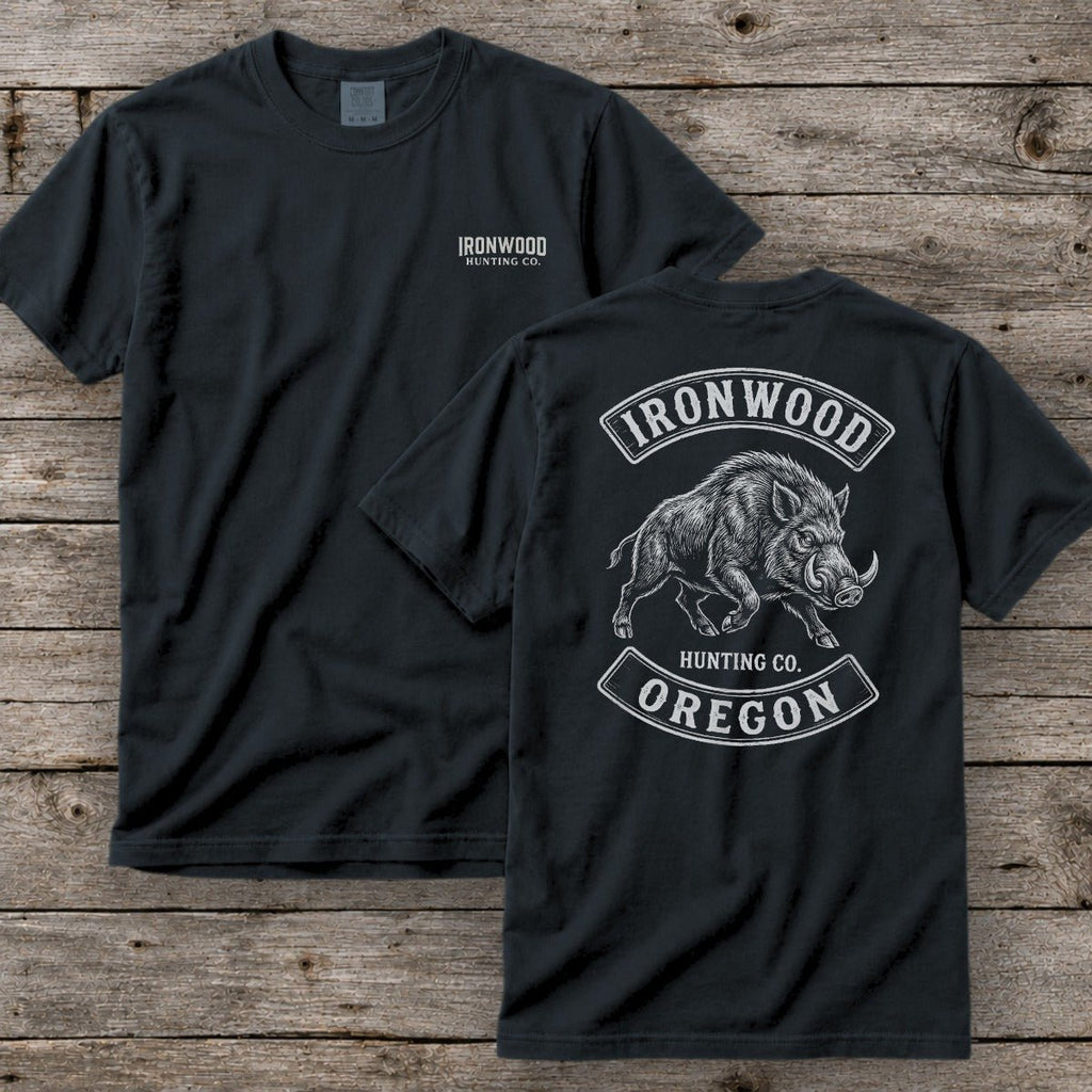 Oregon Wild Boar Hunting T-Shirt  | Vintage Rocker Patch Style