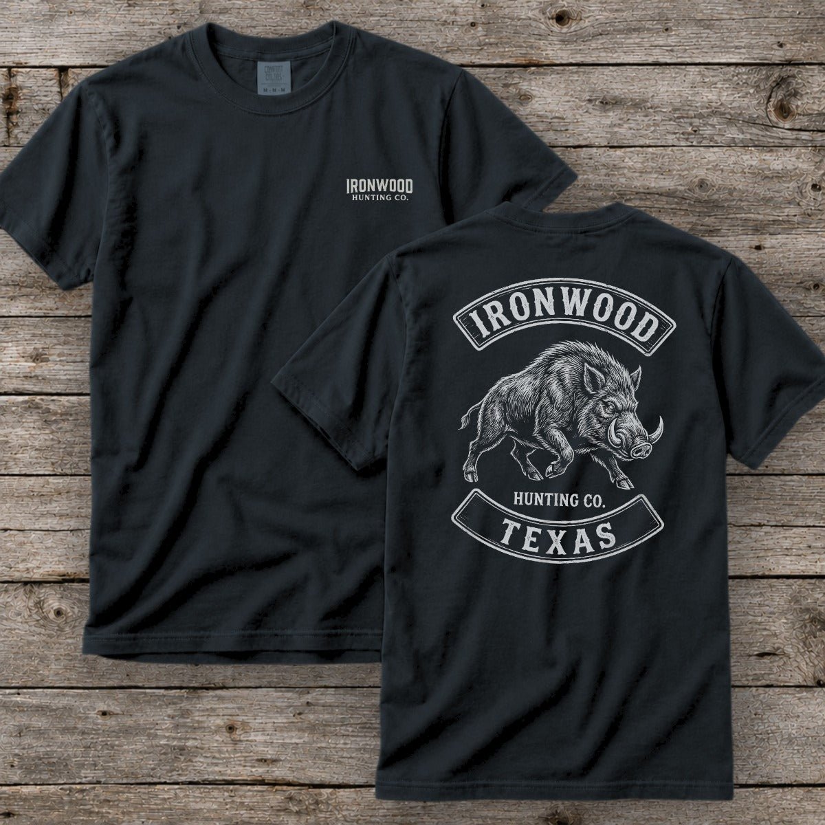 Texas Wild Boar Hunting T-Shirt  | Vintage Rocker Patch Style