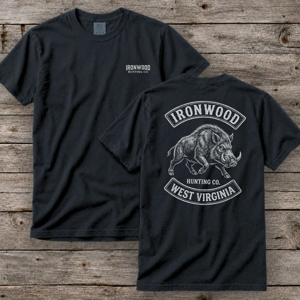 West Virginia Wild Boar Hunting T-Shirt  | Vintage Rocker Patch Style