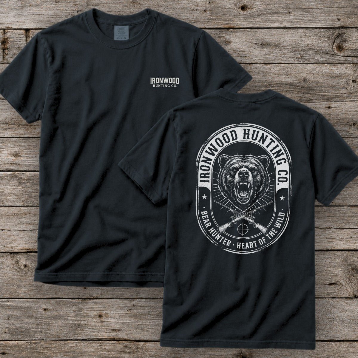 Vintage Oval Badge Bear Hunting T-Shirt