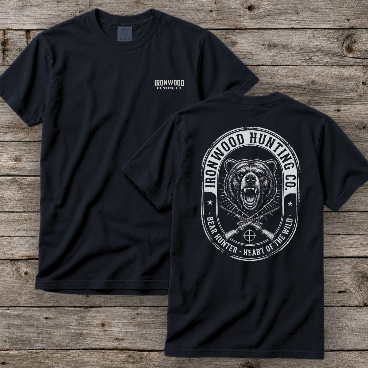 Vintage Oval Badge Bear Hunting T-Shirt